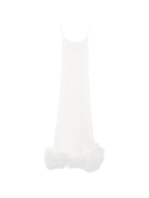 Os&eacute;ree feather-trim midi dress