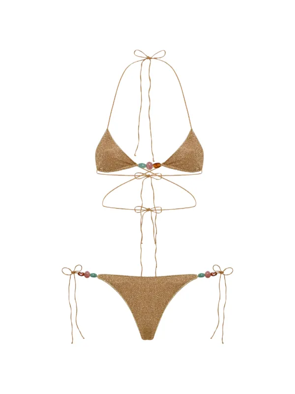 Os&eacute;ree Lumiere bead-embellished bikini