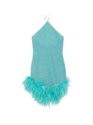 Os&eacute;ree Lumiere feather-trim mini dress