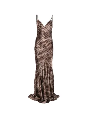 Elisabetta Franchi Red Carpet dress in stretch satin fabric with alligator print