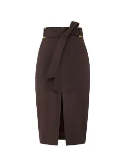 Elisabetta Franchi gabardine skirt with sash belt