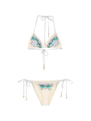 ZIMMERMANN Indra crochet-trim floral-print bikini