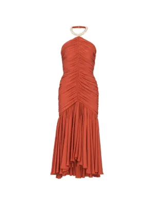 Balmain ruched halterneck midi dress