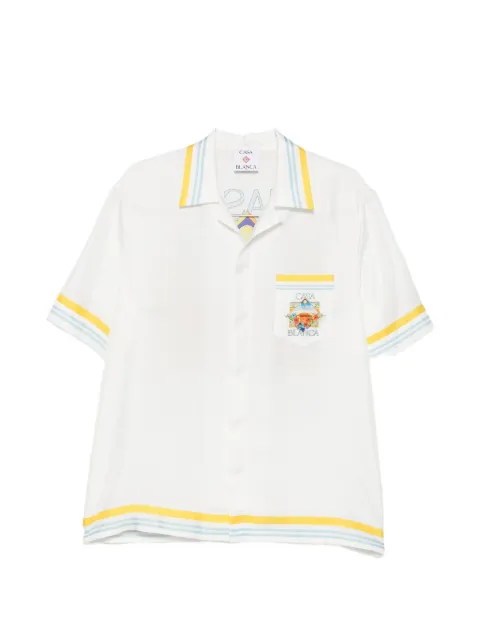 Casablanca tennis-landscape striped silk shirt