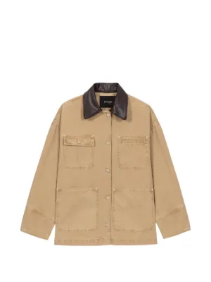 Maje denim jacket with pleated back