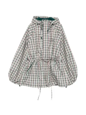 DAMSON MADDER Liu check drawstring raincoat