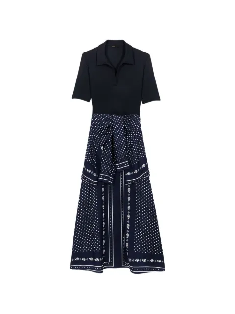 Maje bandana patterned mixed-material dress