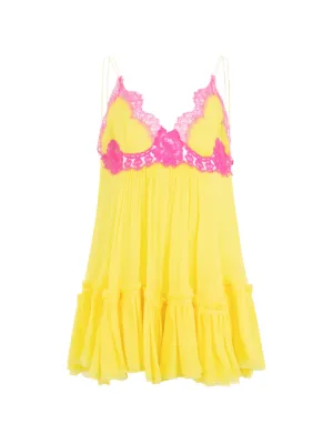 Roberto Cavalli lace ruffled mini dress