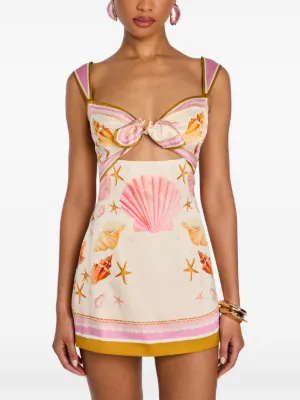 Retrofete Margarie shell-print silk mini dress