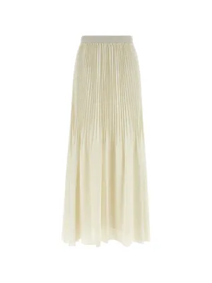 TWINSET pleated cr&ecirc;pe de chine long skirt