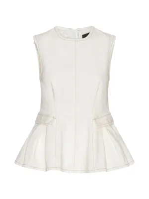 ROTATE BIRGER CHRISTENSEN peplum denim top white