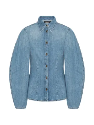 ROTATE BIRGER CHRISTENSEN denim fitted shirt light blue denim