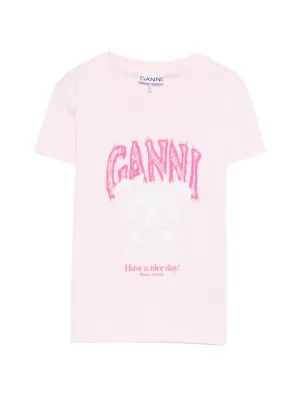 GANNI graphic-print jersey T-shirt