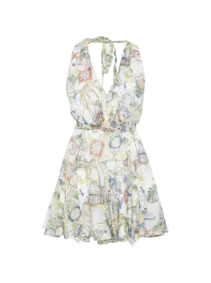 Maje short patterned backless dress