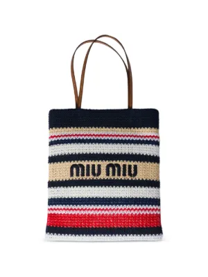 Miu Miu raffia-effect woven tote bag
