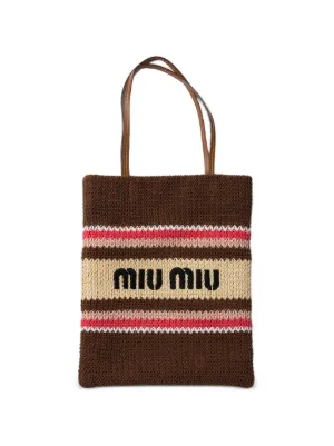 Miu Miu raffia-effect woven tote bag