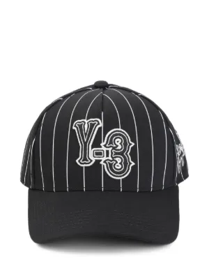 Y-3 logo-appliqu&eacute; pinstriped cap