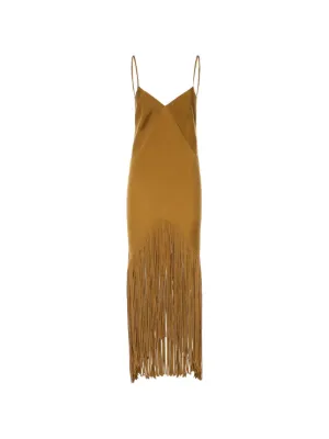 PINKO long slip dress with fringing