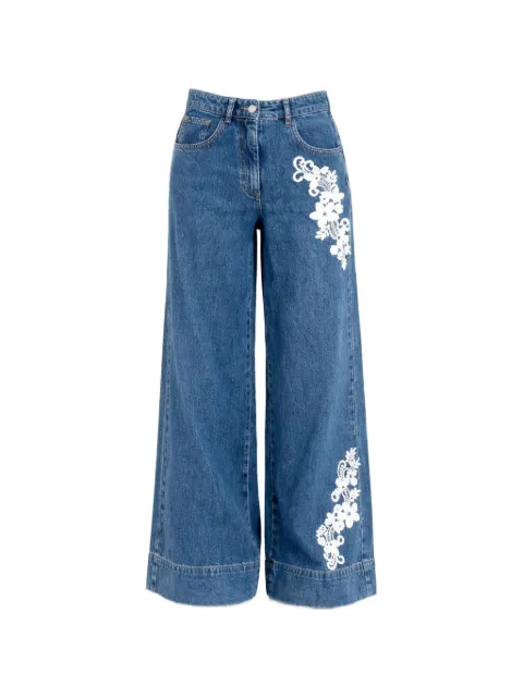 TWINSET wide-leg denim trousers with lace