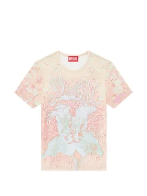 Diesel animalier-print T-shirt with crystals