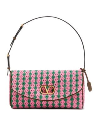 Valentino Garavani DeVain small shoulder bag in crochet fabric