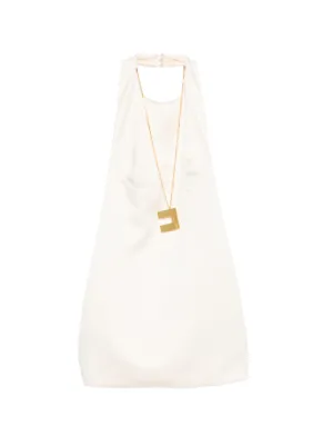 Elisabetta Franchi mini dress in Duchess satin with necklace