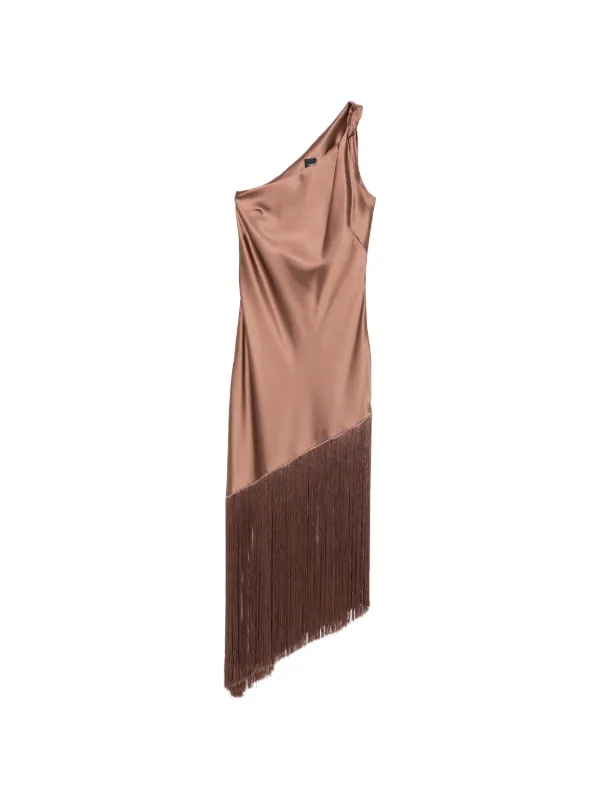 PINKO one-shoulder fringed dress
