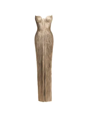 Maria Lucia Hohan Jasleen pleated strapless maxi dress