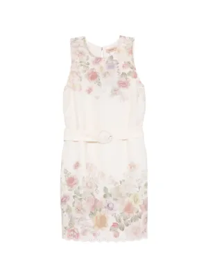 TWINSET linen floral short dress with embroidery