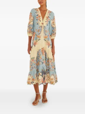 FARM Rio V-neck floral midi dress