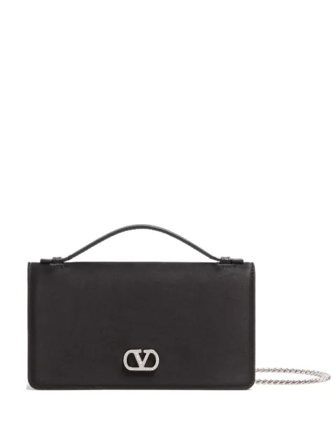 Valentino Garavani Vlogo Signature chain wallet in satin with jewel logo