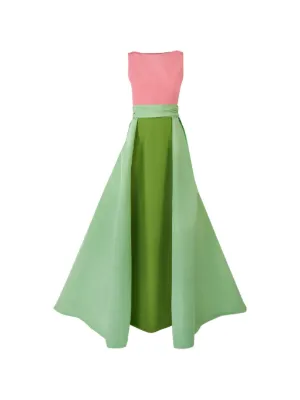 Carolina Herrera color-blocked column gown with overskirt