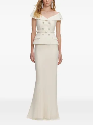 Self-Portrait embellished-belted maxi dress