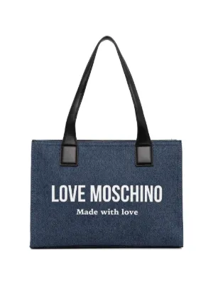 Love Moschino logo-print denim tote bag