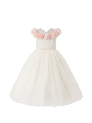 Tulleen Silvera petal-trim party dress