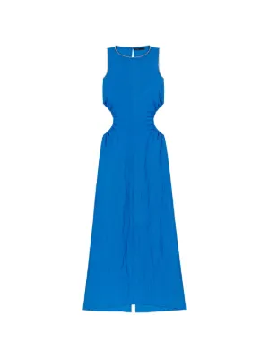 Maje backless linen-blend midi dress