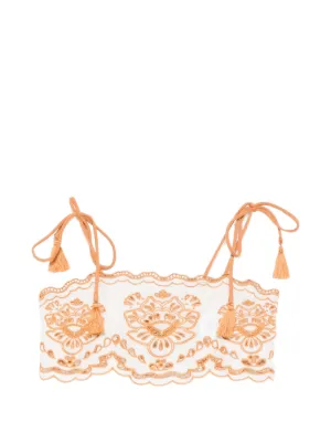 FARM Rio Tropi embroidered tassel-detail top