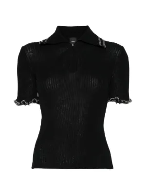 PINKO ribbed sweater with jewel edges