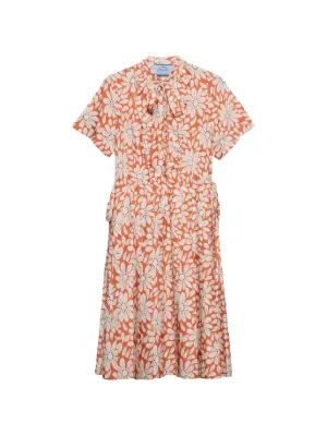 Prada printed pleated pong&eacute; dress