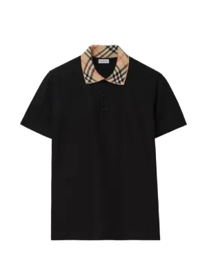 Burberry Check-collar cotton polo shirt