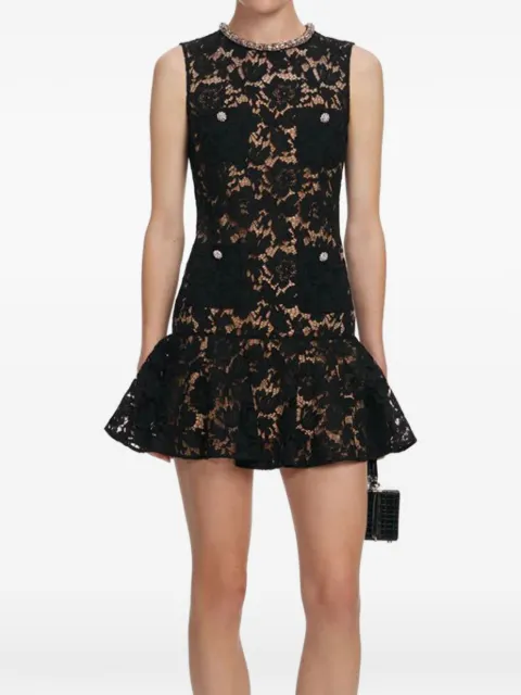 Self-Portrait crystal-embellished lace mini dress