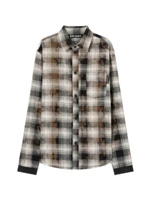 Palm Angels check-pattern frayed shirt