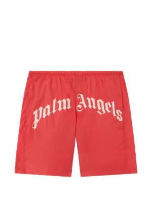 Palm Angels curved logo swimshorts
