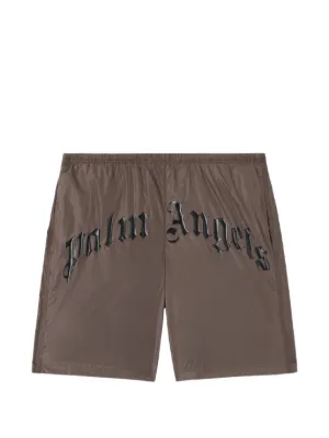 Palm Angels curved-logo swim shorts