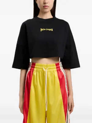 Palm Angels logo-print cropped T-shirt