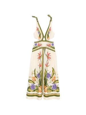 FARM Rio cut-out floral-print midi dress