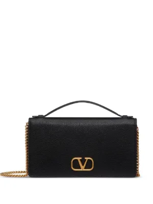 Valentino Garavani VLogo signature grainy calfskin wallet with chain