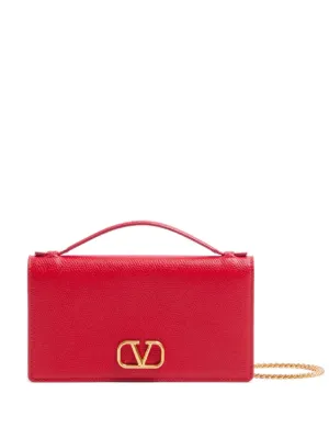 Valentino Garavani VLogo Signature grainy calfskin wallet with chain