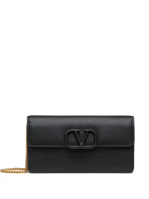Valentino Garavani VLogo Signature grainy calfskin wallet with chain