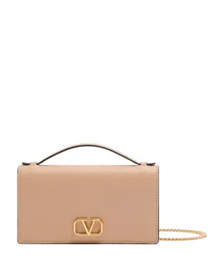 Valentino Garavani VLogo signature grainy calfskin wallet with chain